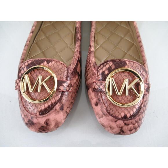 Michael Kors Lillie Moccasin Flat Shoes MK Logo at Vamp Shell Pink Size 7 - Picture 5 of 8